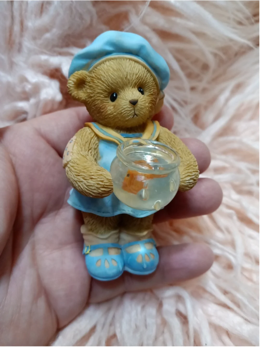 Cherished Teddies Brittany Girl Bear W/ Fishbowl Goldfish Pet Fish Scout School